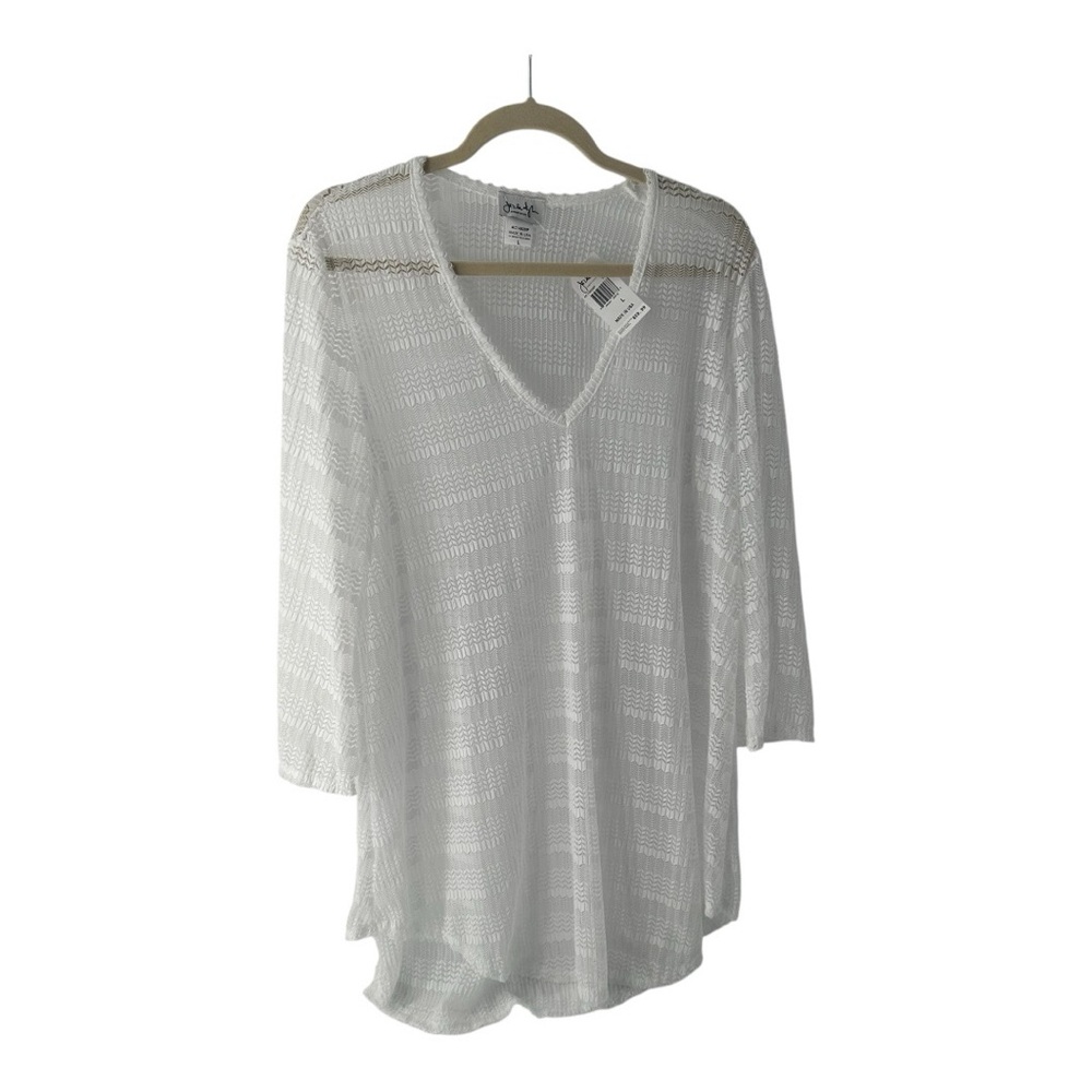 Jordan Taylor White Swim Coverup Tunic Resort wear Vacation Boho Minimalist